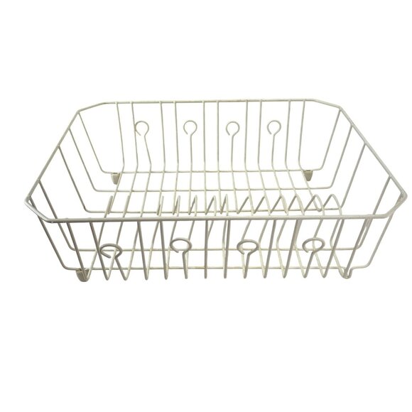 Vintage White Large Wire Dish Rack Rubbermaid Kitchen Sink Storage Organizer - Picture 1 of 9